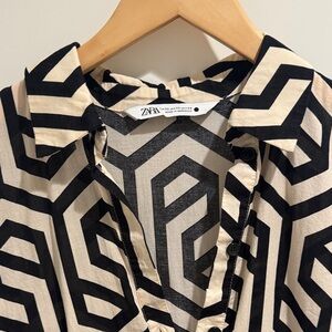 Zara Monochrome Geometric Pattern Shirt